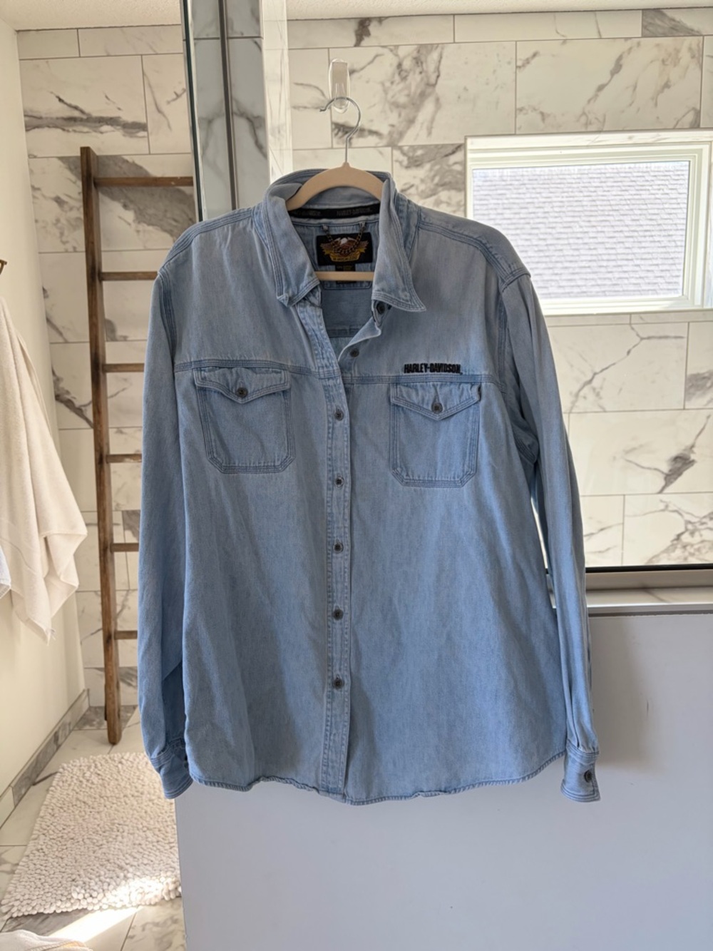 Harley-Davidson Light Blue Women's Denim Jacket with Script Logo - Picture 2 of 6